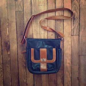STEVE MADDEN Black & Brown Crossbody Purse